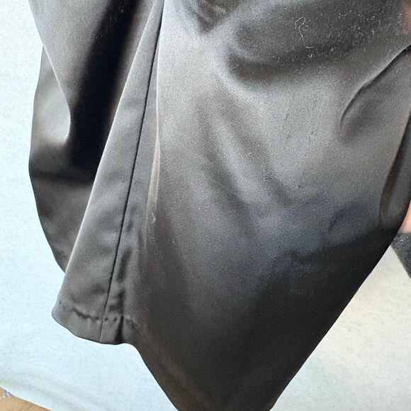 Vtg Cache Dress 12 Black Satin Cap Sleeve Bodycon Cocktail Formal Midi - Picture 5 of 11